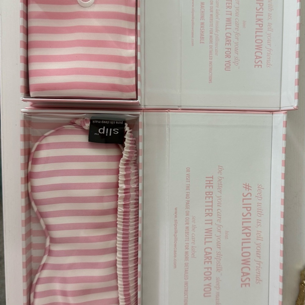 Slip Pink and White Silk Pillowcase